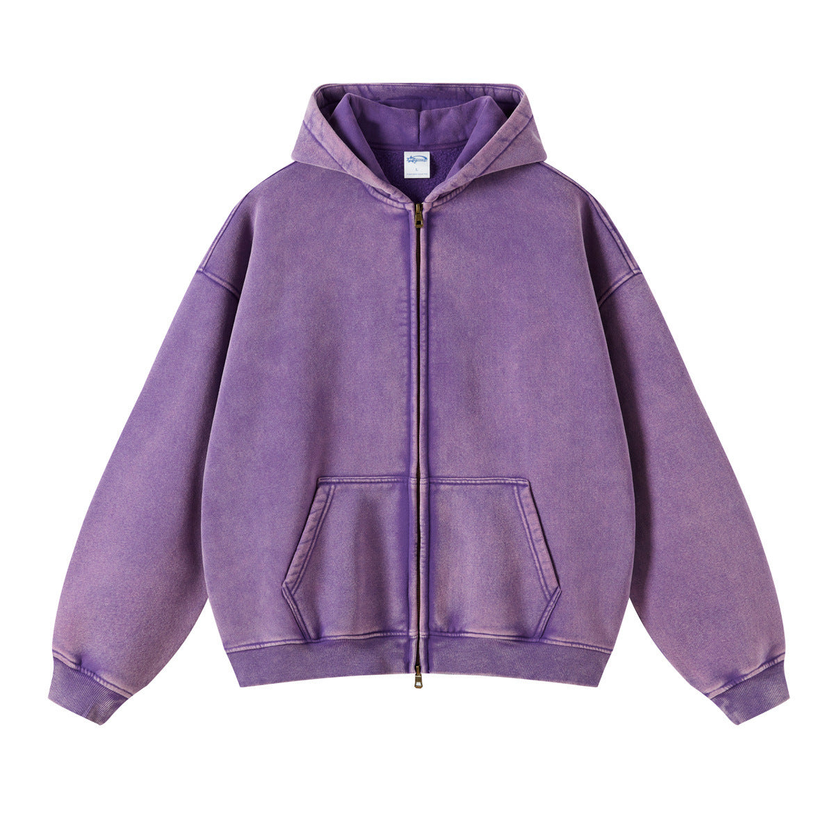 Nameria Unisex Retro Fleece Lined Hooded Zip Sweatshirt
