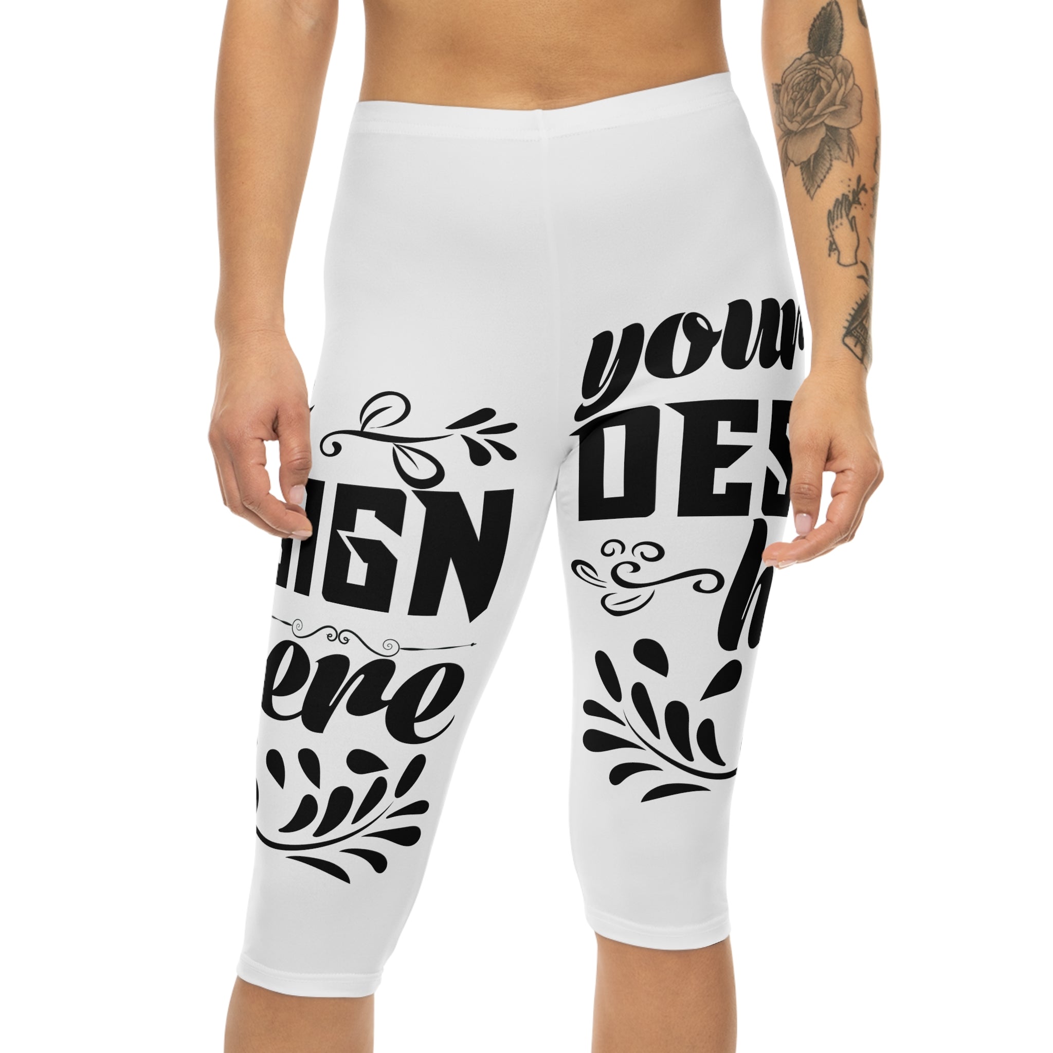 Customizable Women’s Moisture-Wicking Capri Leggings AOP Skinny Fit