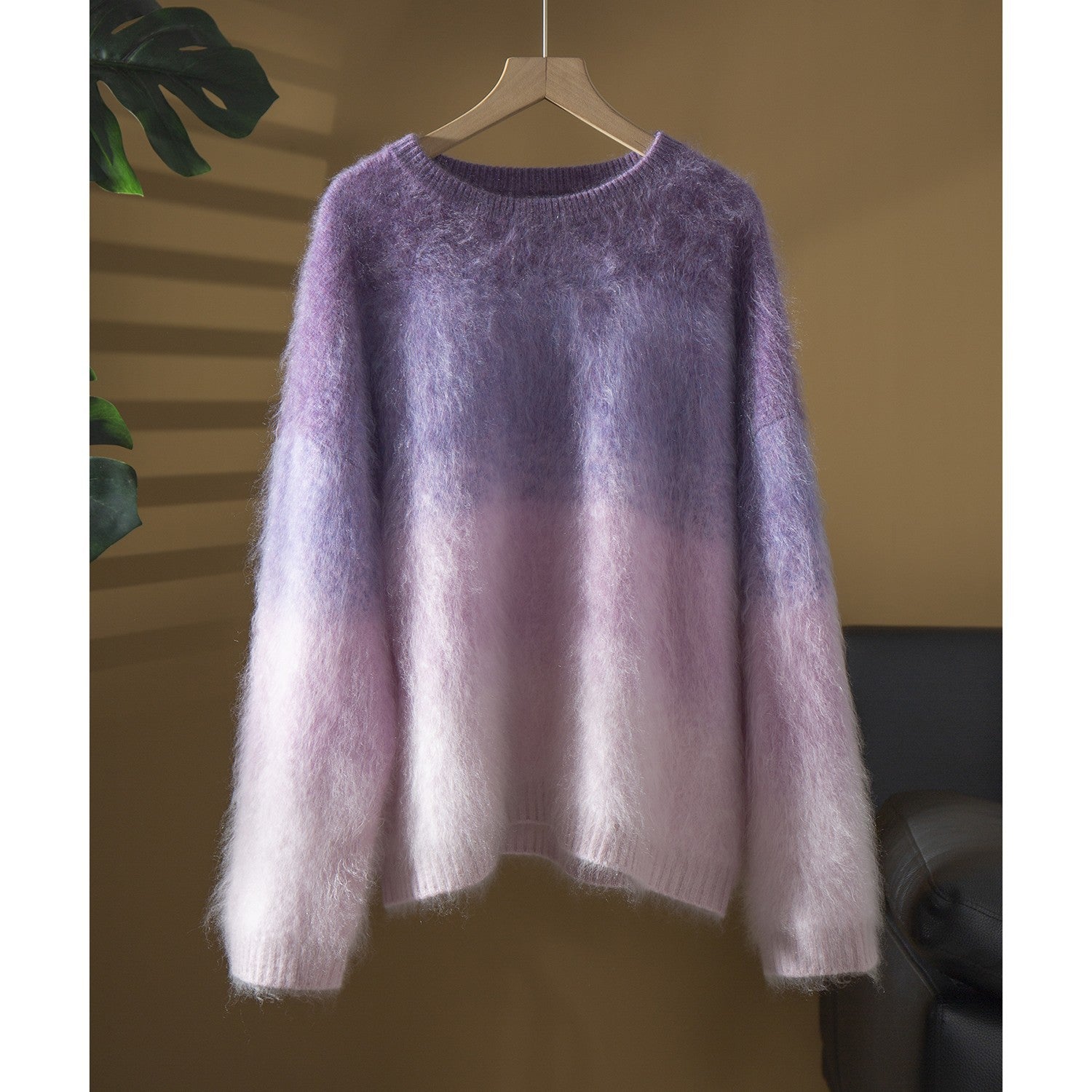 Nameria Gradient Cashmere Sweater Brushed Texture Loose Fit