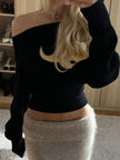 Nameria Asymmetrical Off Shoulder Sweater Waist Fit