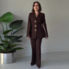 Nameria Long Sleeve Pants Suit Two Piece Set Slit Detail