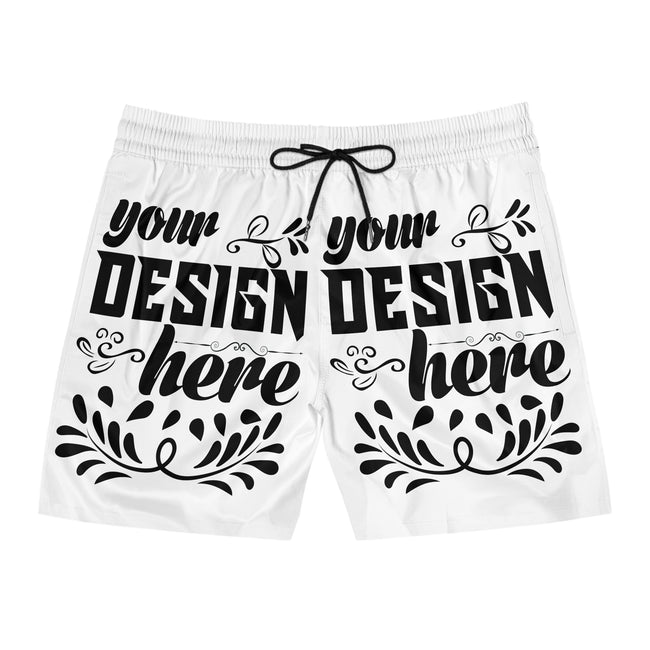 Customizable Mens Mid Length Swim Shorts All Over Print With Pockets
