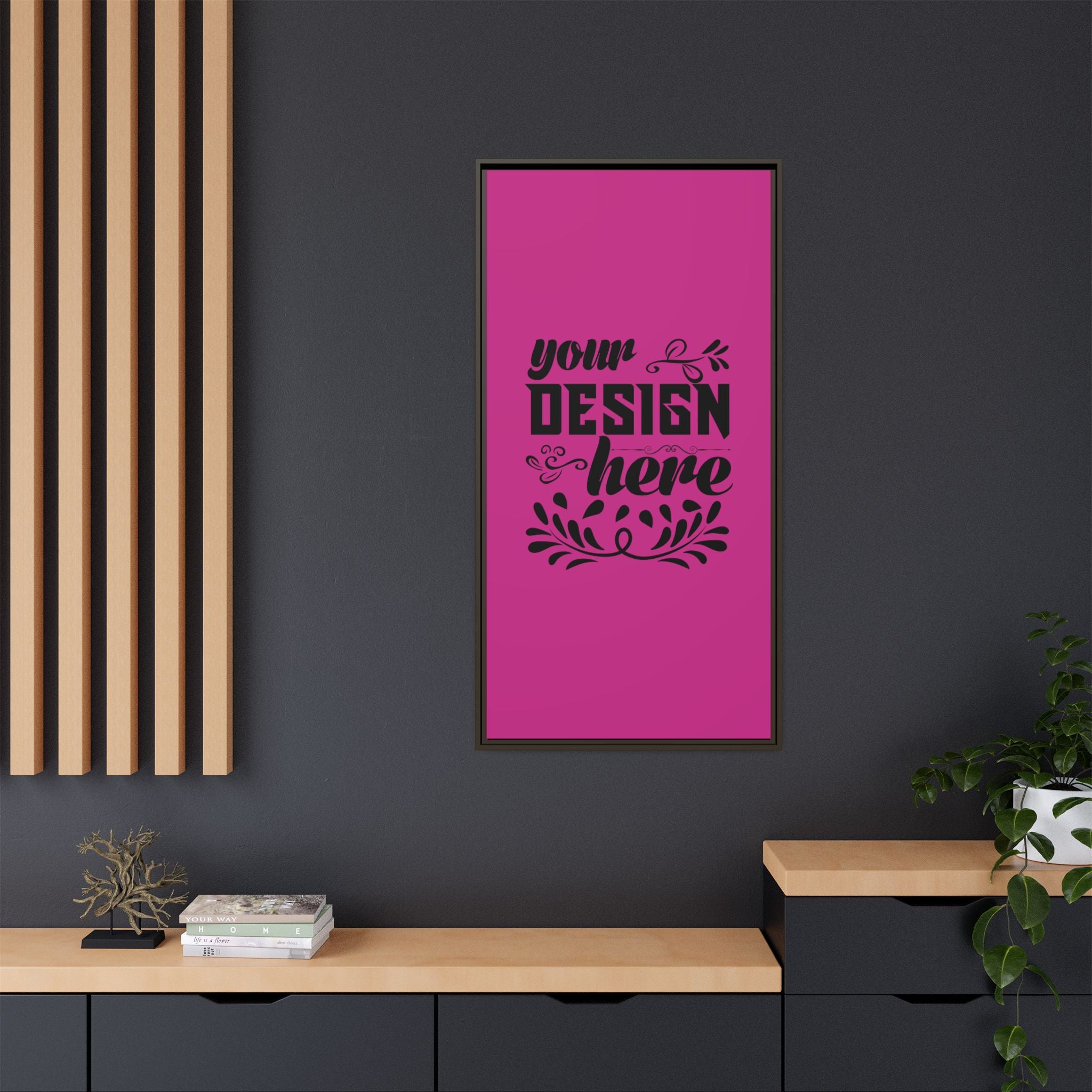 Customizable Framed Matte Canvas Print with Pinewood Frame Sawtooth Hanger