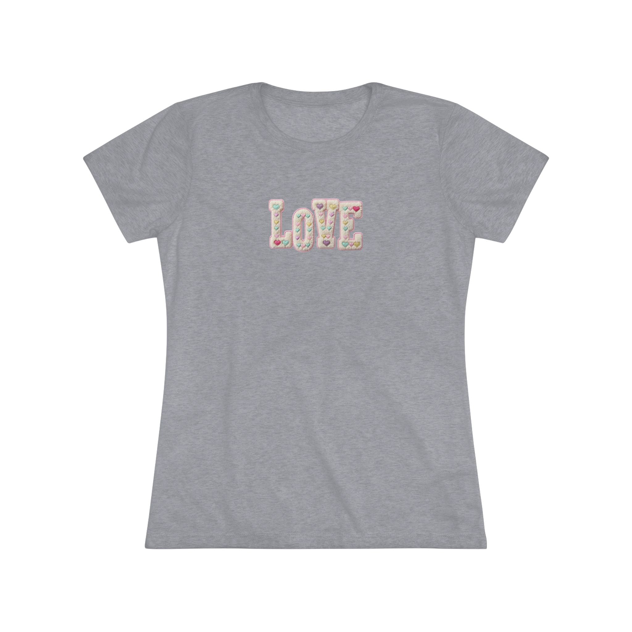 Next Level 6710 Womens Triblend Tee Love Faux Yarn Hearts Graphic Print