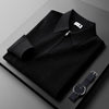 Nameria Half Zip Lapel Collar Waffle Knit Polo Long Sleeve