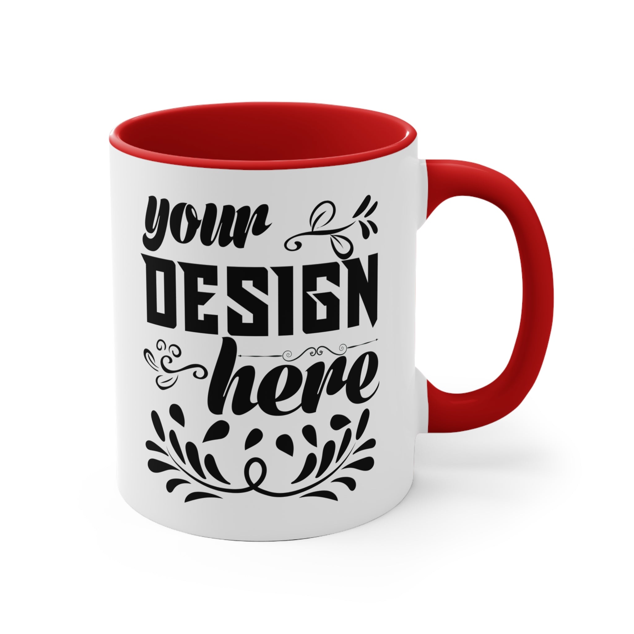 Customizable 11oz Accent Ceramic Mug with Colored Interior and Handle