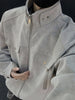 Nameria Mens PU Leather Jacket Stand Collar Zipper Round Hem
