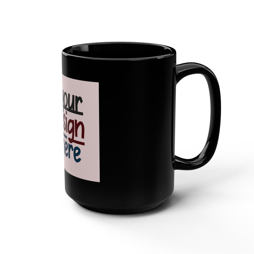 Customizable Black Ceramic Mug 15oz Glossy Finish Easy Grip C Handle