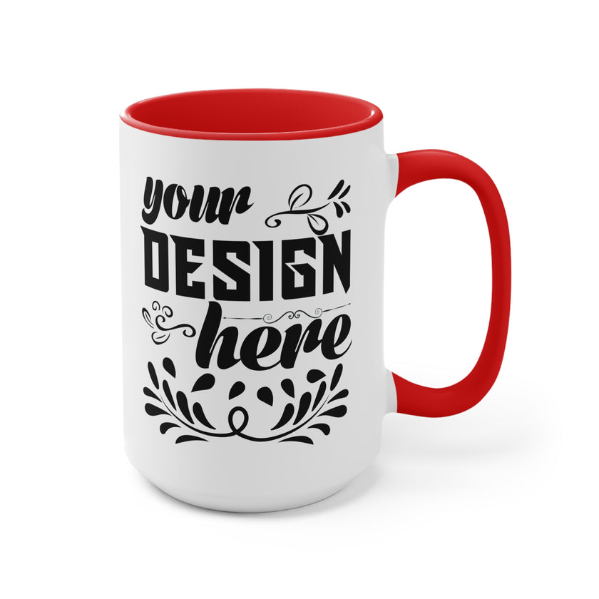 Customizable Accent Ceramic Mug 11oz 15oz Colored Interior and Handle