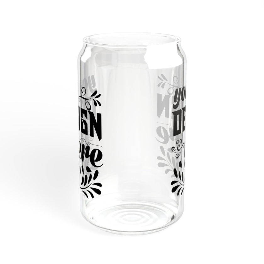 Customizable 16oz Tempered Glass Sipper with Optional Bamboo Lid Straw