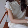 Nameria Ice Silk Right Shoulder Short Sleeve Polo Shirt