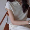 Nameria Ice Silk Right Shoulder Short Sleeve Polo Shirt