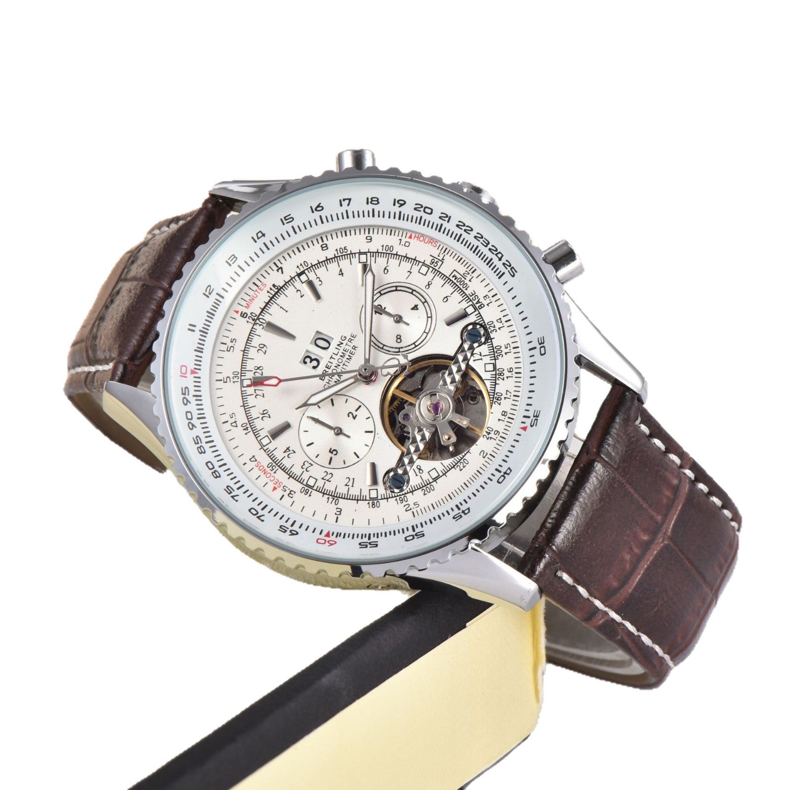 Nameria Mechanical Tourbillon Watch Calendar 43mm Steel Or Leather