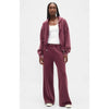 Nameria Womens Hooded Zip Top and Pants Set Wine Red