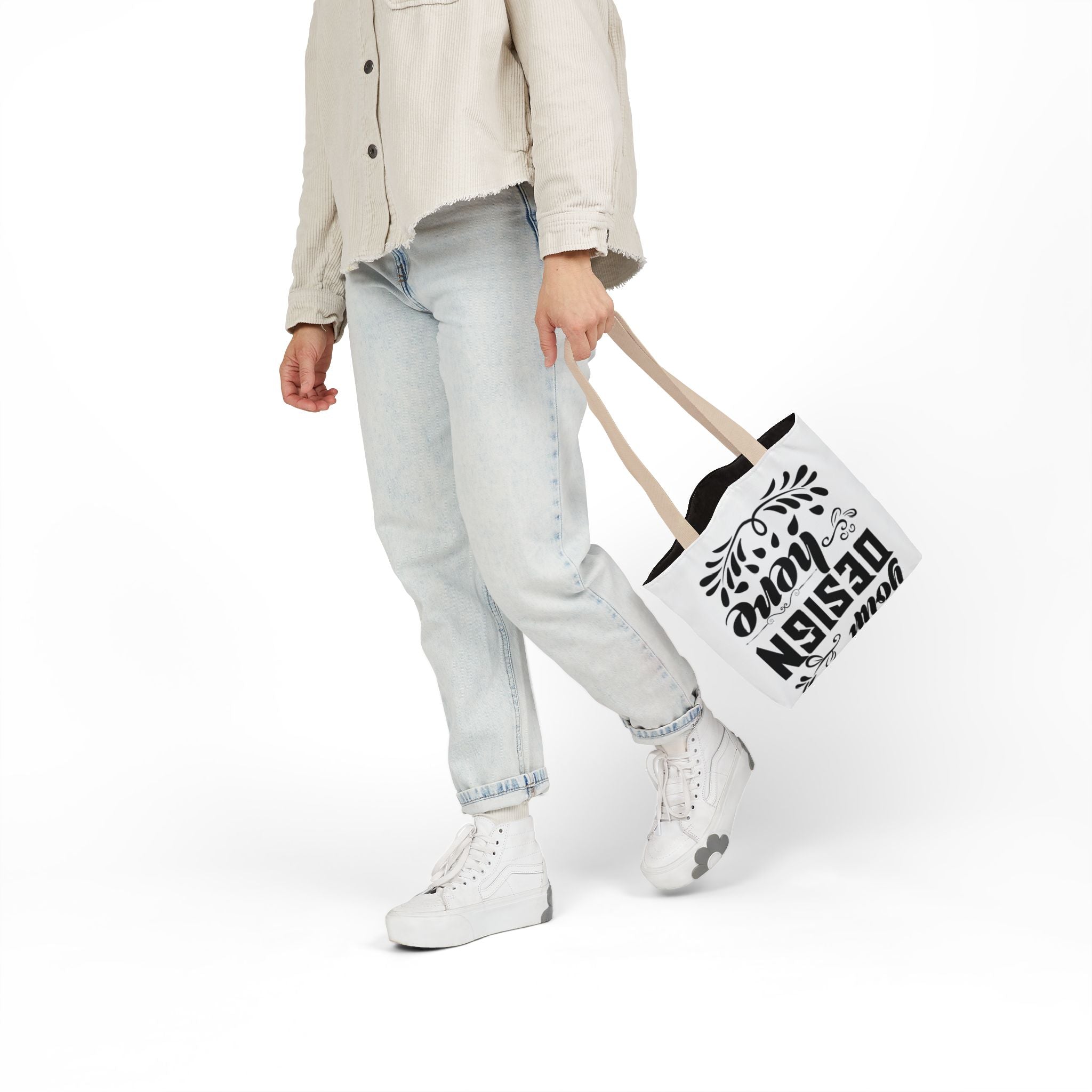 Customizable Canvas Tote Bag With 5 Color Strap Options All Over Print