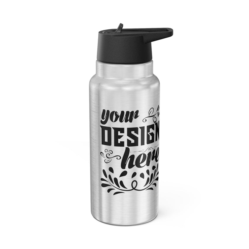 Customizable 32oz Stainless Steel Gator Tumbler Bottle with Straw Lid