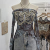 Nameria One-Shoulder Butterfly Embroidered Mesh Top
