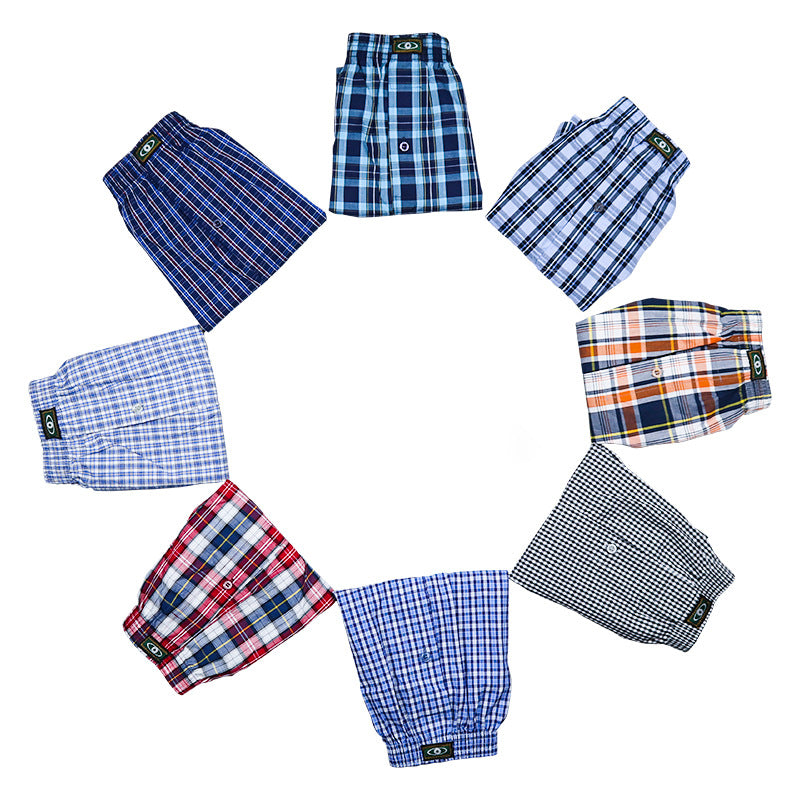 Nameria Mens Cotton Plaid Boxer Shorts 8 Pack Mid Waist
