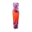 Nameria Strapless Floral Print Long Dress Tube Top Backless