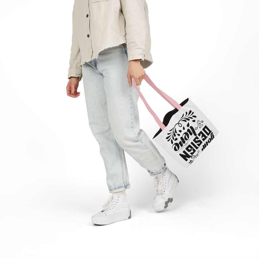 Customizable Canvas Tote Bag With 5 Color Strap Options All Over Print