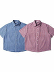 Nameria Unisex Vintage Plaid Short Sleeve Shirt Cotton Blend Loose Fit