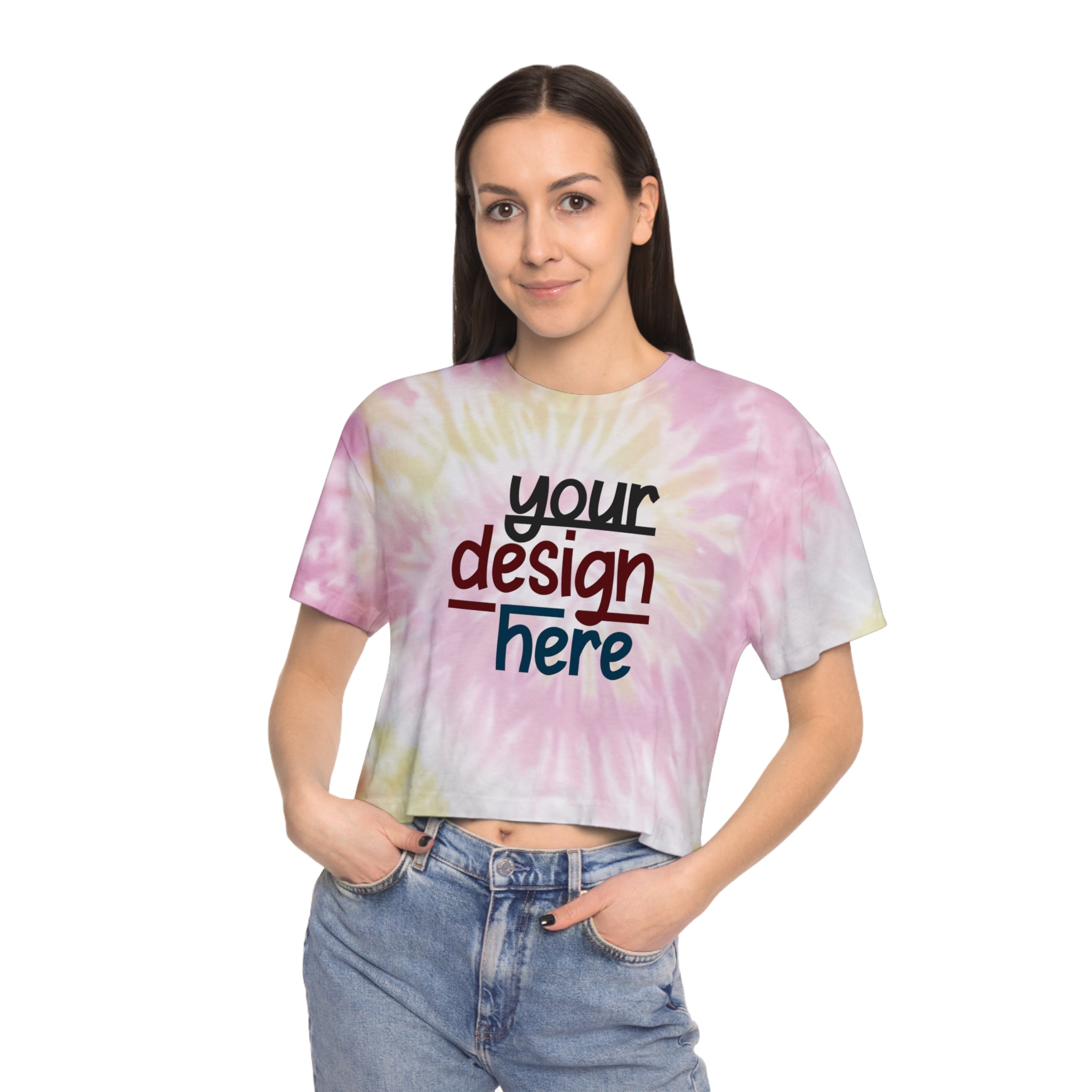 Customizable Colortone 1050 Womens Tie Dye Crop T Shirt