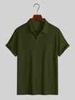 Nameria Men's Lapel Rhombic Knit Short Sleeve Polo