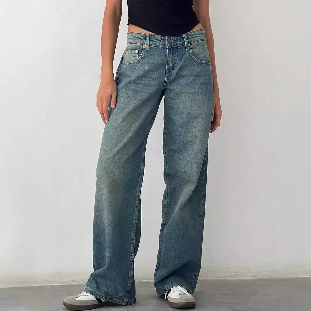 Nameria High Waist Straight Leg Denim Jeans Full Length