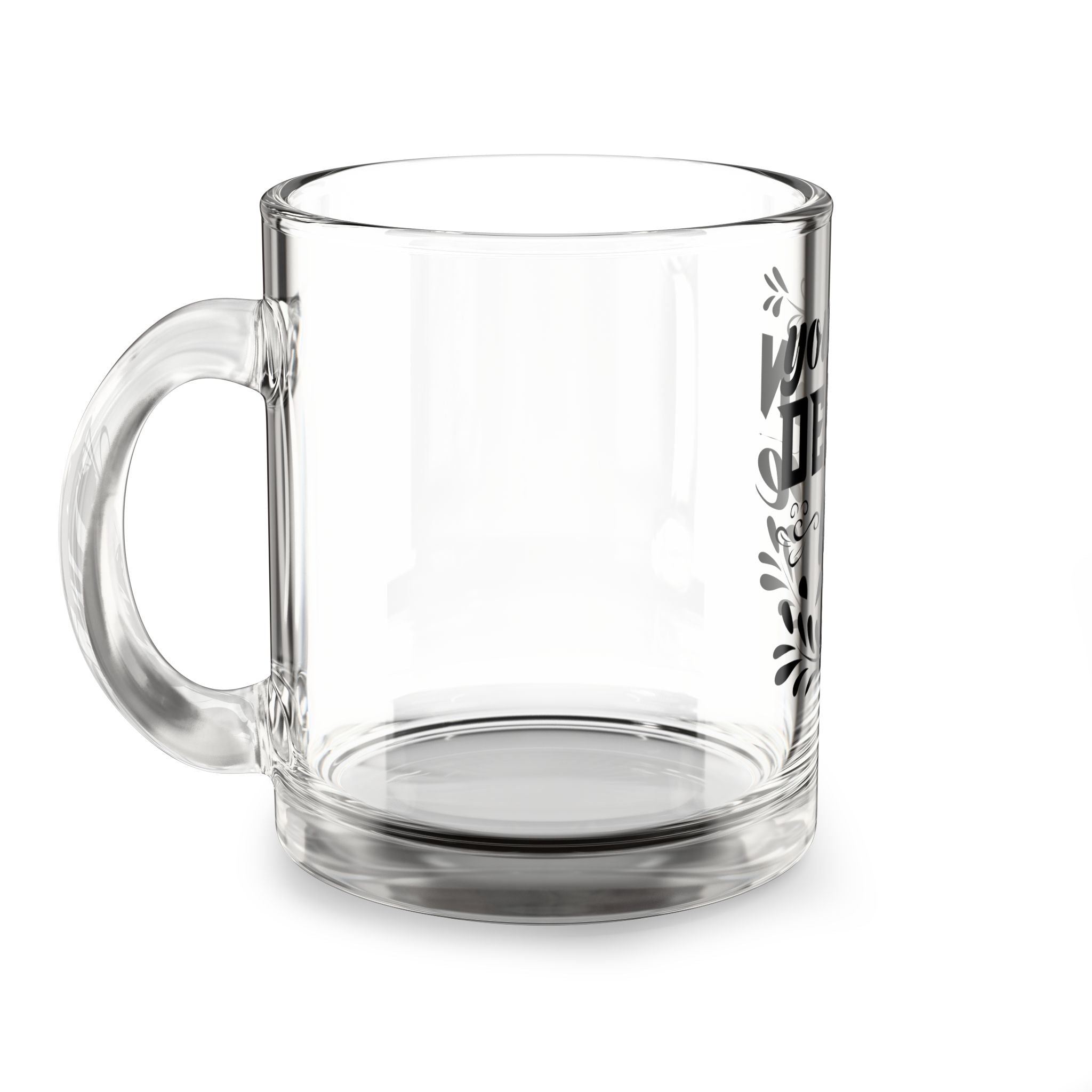 Customizable 10oz Clear Glass Mug with C Shaped Handle Heat Resistant
