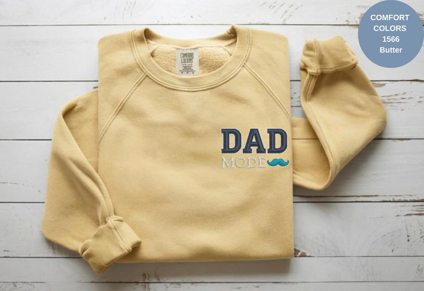 Unisex Garment-Dyed Sweatshirt with Dad Mode Embroidery