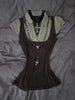 Nameria Pinstripe Puff Sleeve Button Front Blouse