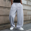 Nameria Loose Straight Leg Sweatpants with Drawstring Light Gray