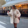 Nameria Faux Fur Mid Length Coat Extended Collar