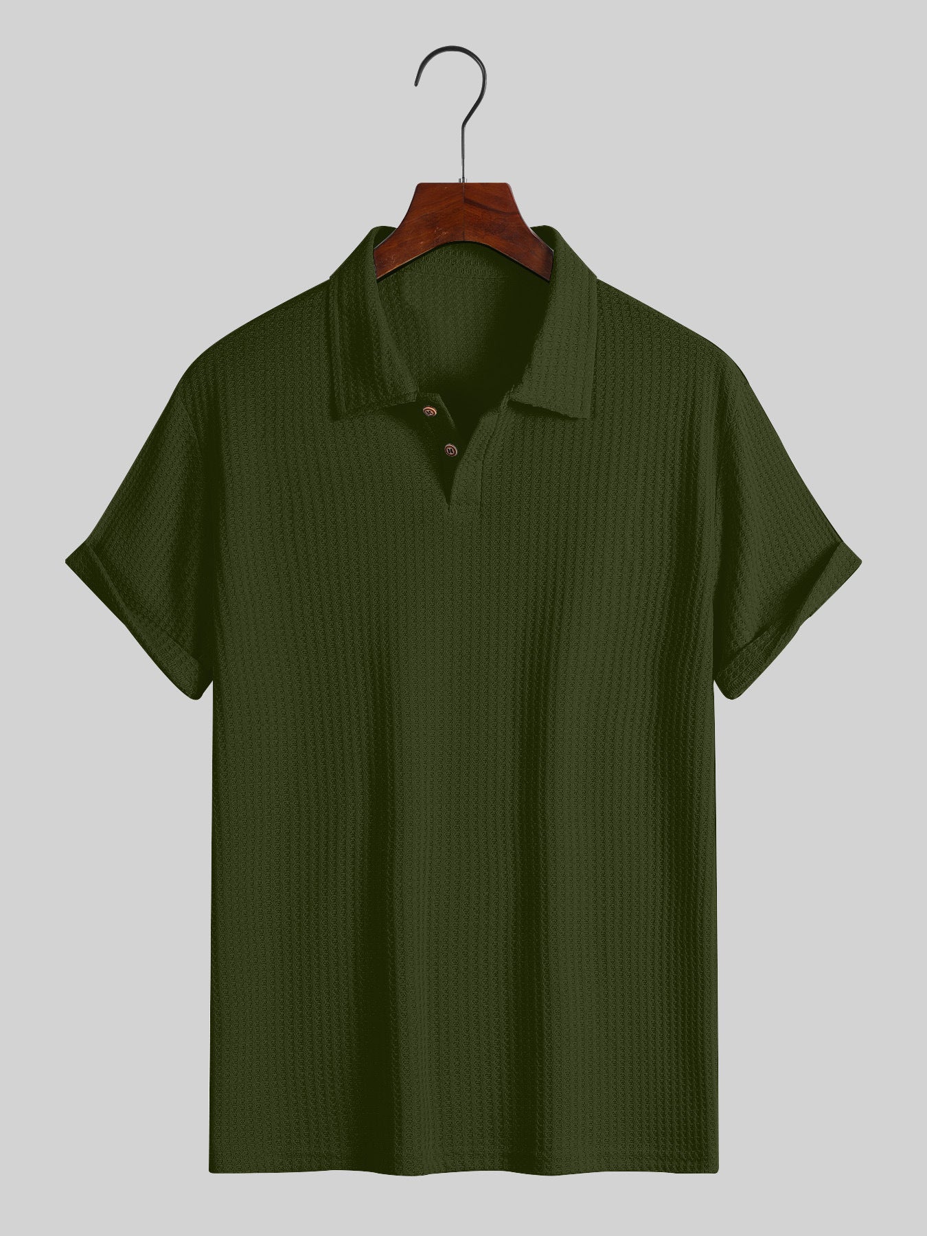 Nameria Men's Lapel Rhombic Knit Short Sleeve Polo