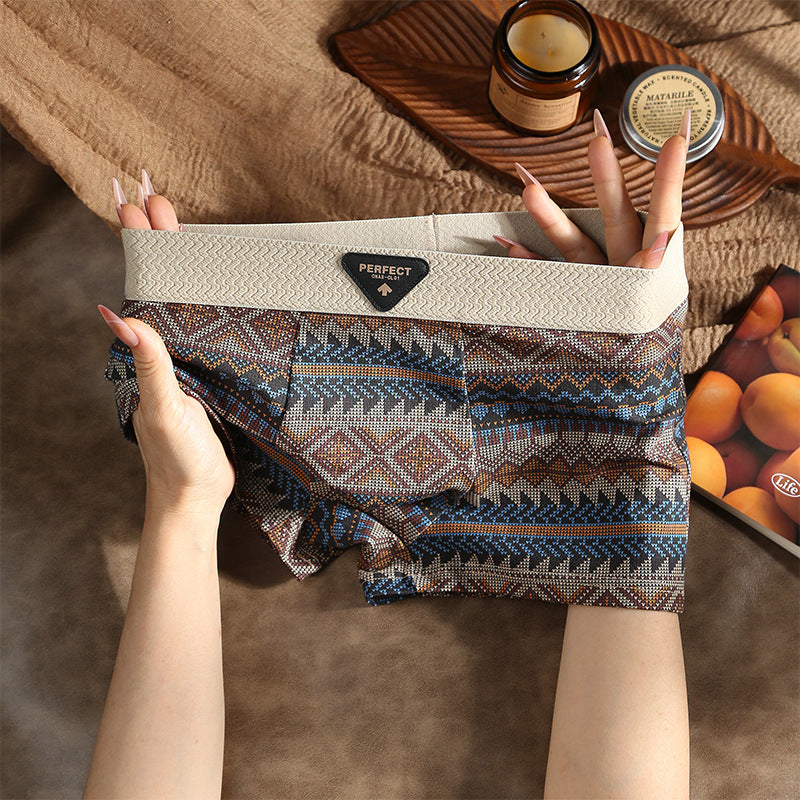 Nameria Men?s Mid Waist Knitted Boxer Briefs Geometric Pattern