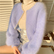 Nameria Pearl Trim Mink Touch Cardigan Lantern Sleeve