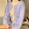 Nameria Pearl Trim Mink Touch Cardigan Lantern Sleeve