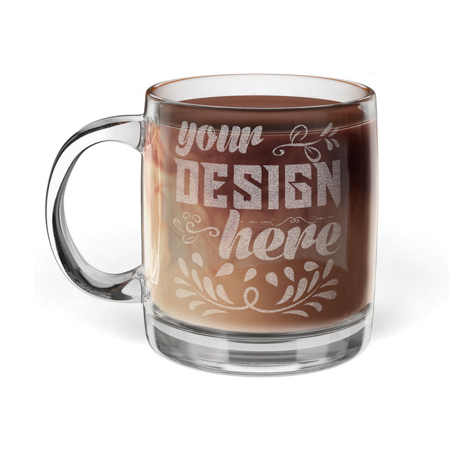 Customizable 12.25oz Clear Glass Coffee Mug with Permanent Engraving