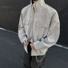 Nameria Mens PU Leather Jacket Stand Collar Zipper Round Hem
