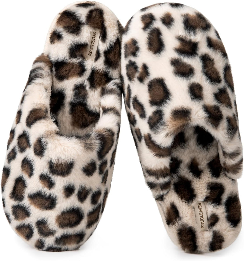 Women’s Plush Faux Fur Memory Foam Scuff Slippers – Cozy Indoor Slip-On House Shoes
