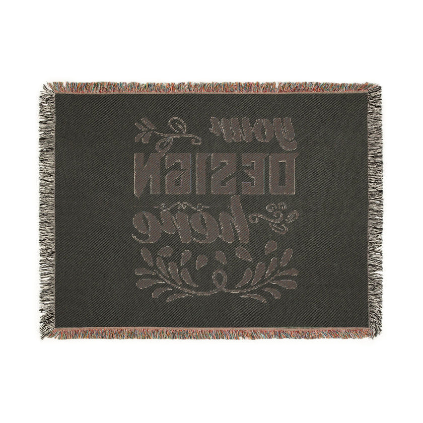 Customizable Woven Cotton Blanket Throw with Fringed Edges 3 Sizes