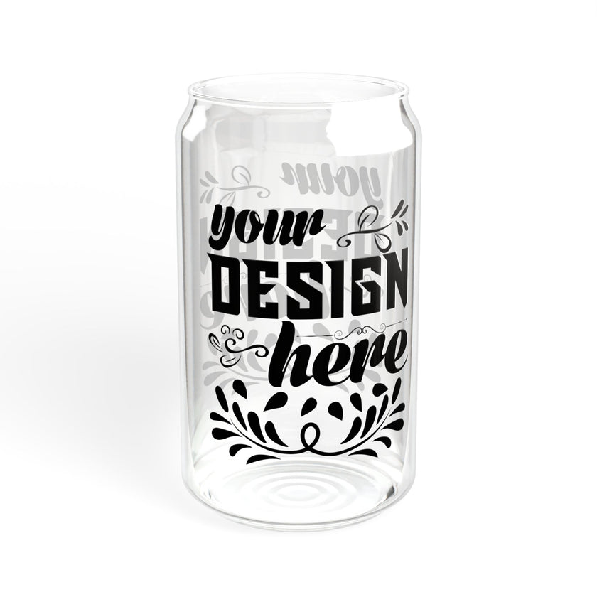 Customizable 16oz Tempered Glass Sipper with Optional Bamboo Lid Straw