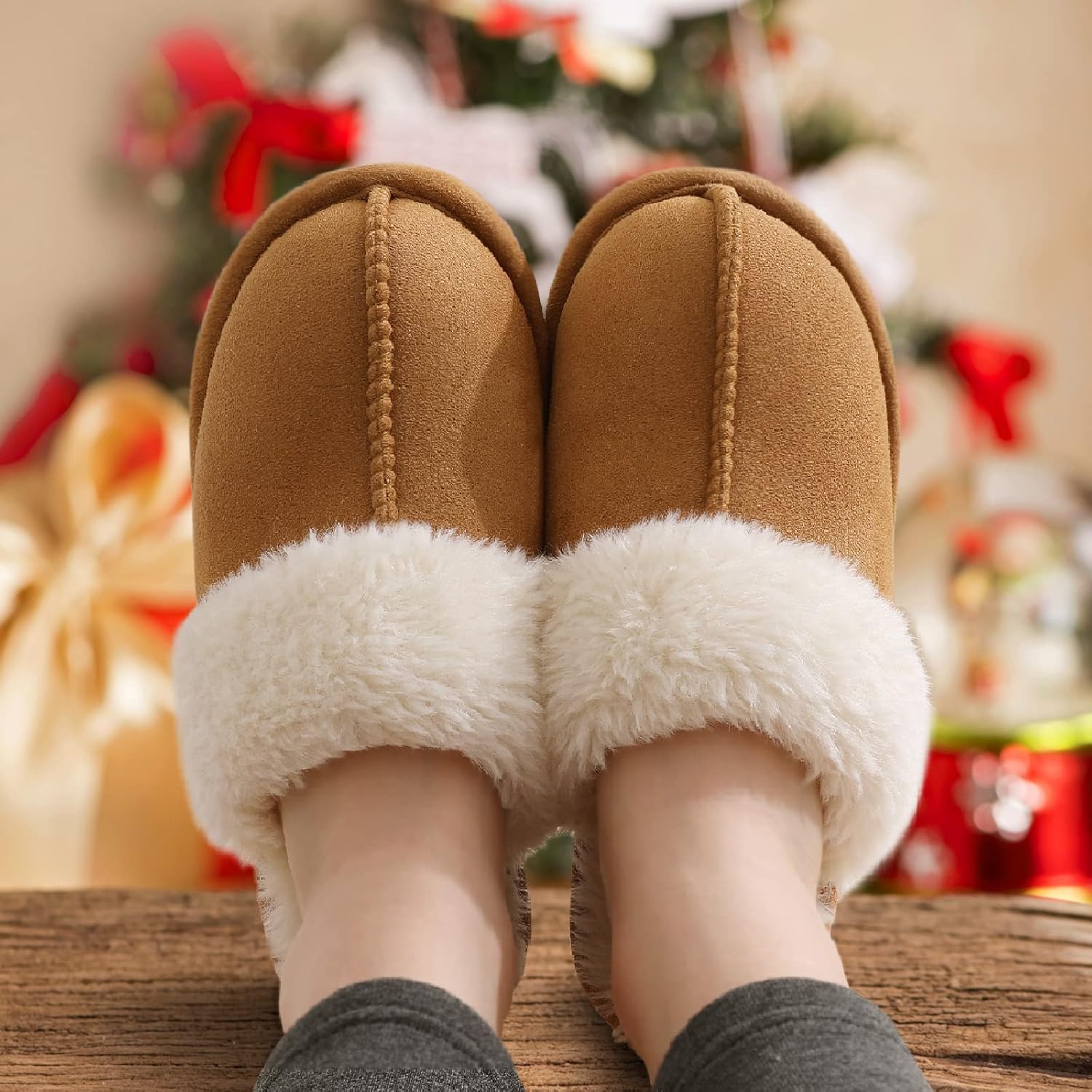 Women’s Cozy Memory Foam Winter House Slippers – Plush Lined Indoor Outdoor Slip-On