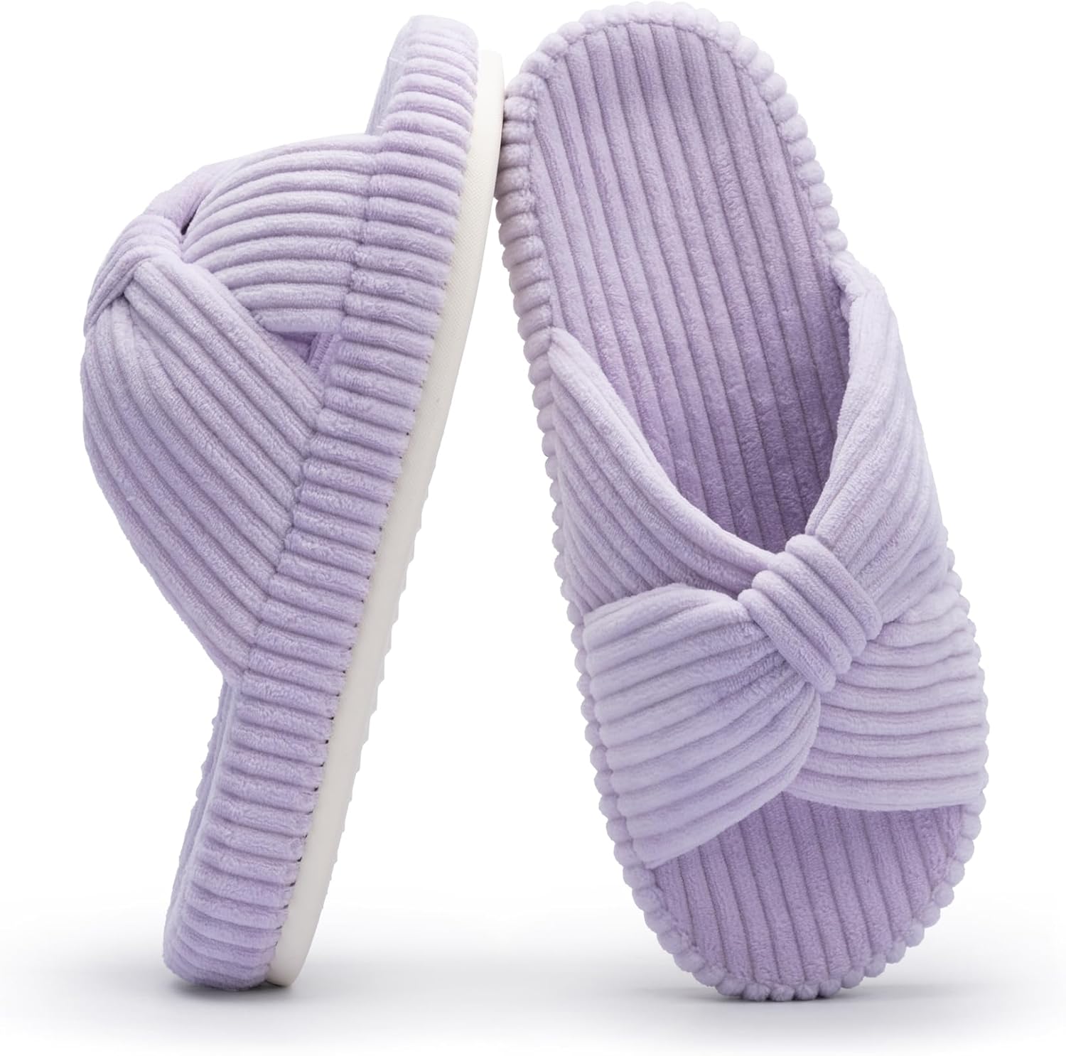 Slippers for Women Memory Foam House Bedroom Corduroy Bow Crossbands Slipper Shoes Comfy Trendy Gift Slippers