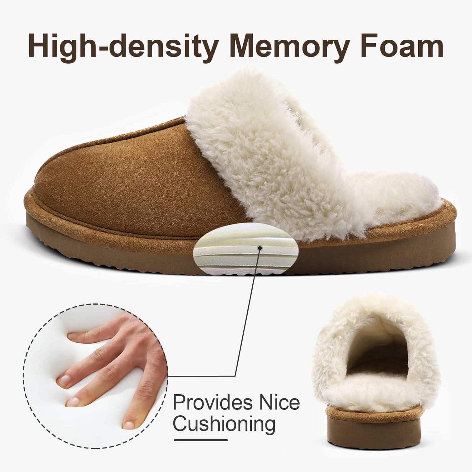 Women’s Cozy Memory Foam Winter House Slippers – Plush Lined Indoor Outdoor Slip-On