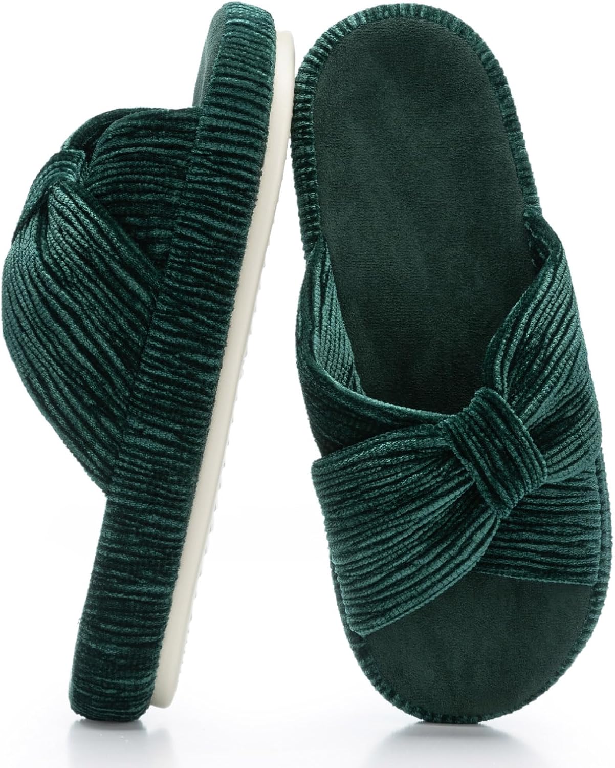 Slippers for Women Memory Foam House Bedroom Corduroy Bow Crossbands Slipper Shoes Comfy Trendy Gift Slippers