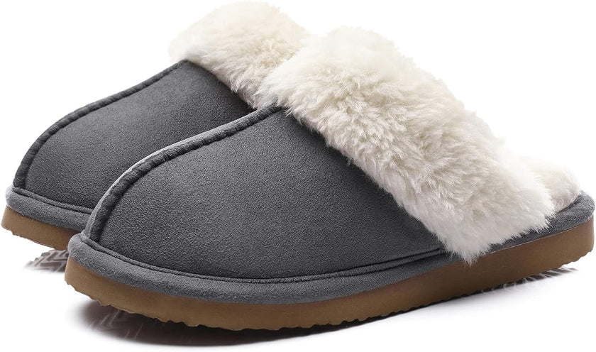 Women’s Cozy Memory Foam Winter House Slippers – Plush Lined Indoor Outdoor Slip-On