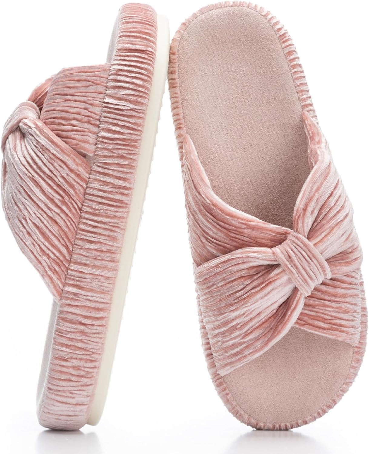 Slippers for Women Memory Foam House Bedroom Corduroy Bow Crossbands Slipper Shoes Comfy Trendy Gift Slippers