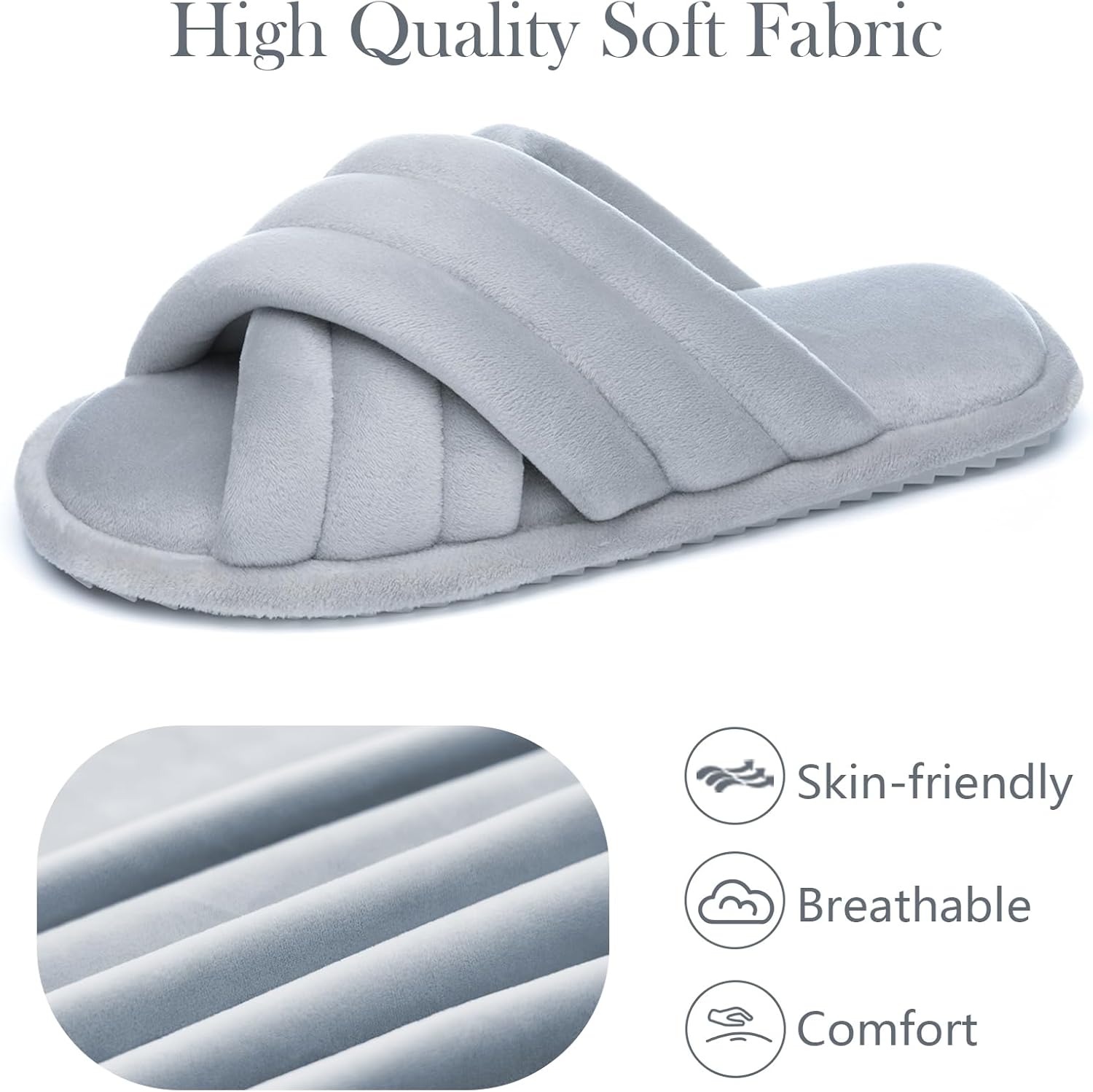 Cross Band Womens Slippers Indoor and Outdoor with Cozy Memory Foam Ladies House Slippers Shoes Slides Open Toe Cute Gifts for Women Her Mom Soft Slip on Slipper Black