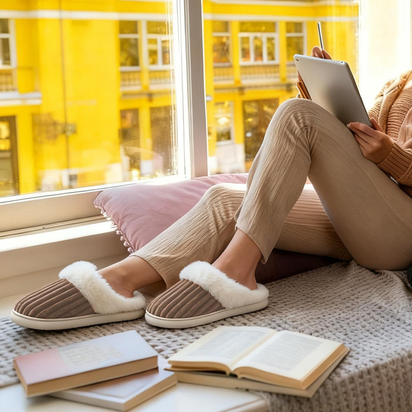 Women’s Ultra-Fuzzy Winter Slippers – Soft Plush Indoor & Outdoor Memory Foam House Shoes | Cozy Warm Slip-On Comfort